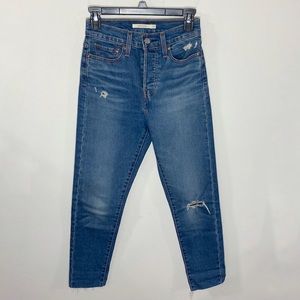 Levi’s wedgie fit distressed ankle skinny jeans in pacific waves size 25